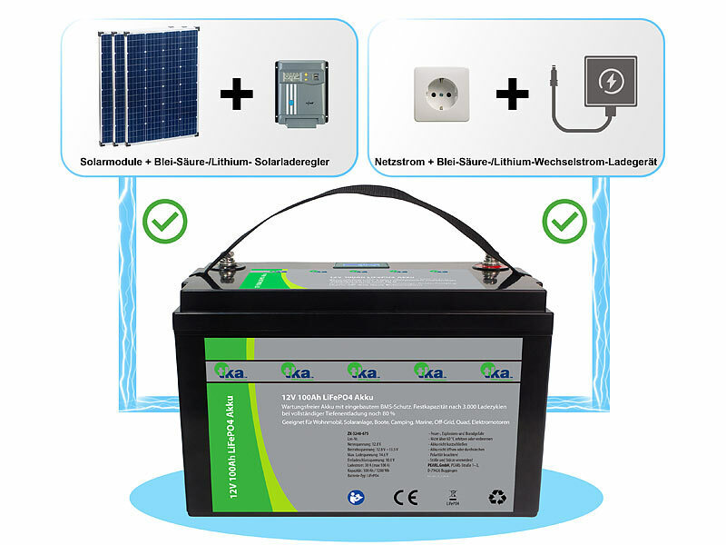 tka Köbele Akkutechnik Solar-Batterie LiFePO4: LiFePO4-Akku 12 V, 30 Ah,  384 Wh, BMS, für Solaranlagen u.v.m., 2,1 kg: : Gewerbe, Industrie  & Wissenschaft