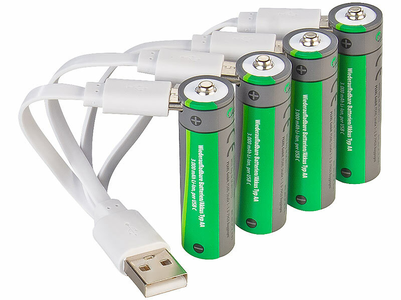 ; Li-Ion-Akkus Typ AAA, mit USB-Ladefunktion Li-Ion-Akkus Typ AAA, mit USB-Ladefunktion Li-Ion-Akkus Typ AAA, mit USB-Ladefunktion 