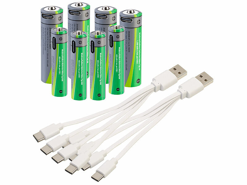 ; Li-Ion-Akkus Typ AA, mit USB-Ladefunktion, Li-Ion-Akkus Typ AAA, mit USB-Ladefunktion Li-Ion-Akkus Typ AA, mit USB-Ladefunktion, Li-Ion-Akkus Typ AAA, mit USB-Ladefunktion Li-Ion-Akkus Typ AA, mit USB-Ladefunktion, Li-Ion-Akkus Typ AAA, mit USB-Ladefunktion 