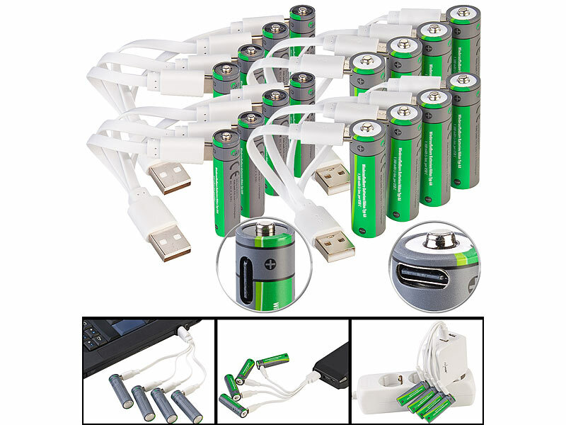 ; Li-Ion-Akkus Typ AA, mit USB-Ladefunktion, Li-Ion-Akkus Typ AAA, mit USB-Ladefunktion Li-Ion-Akkus Typ AA, mit USB-Ladefunktion, Li-Ion-Akkus Typ AAA, mit USB-Ladefunktion Li-Ion-Akkus Typ AA, mit USB-Ladefunktion, Li-Ion-Akkus Typ AAA, mit USB-Ladefunktion 