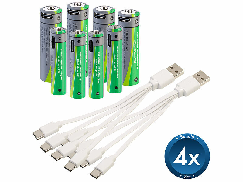 ; Li-Ion-Akkus Typ AA, mit USB-Ladefunktion, Li-Ion-Akkus Typ AAA, mit USB-Ladefunktion Li-Ion-Akkus Typ AA, mit USB-Ladefunktion, Li-Ion-Akkus Typ AAA, mit USB-Ladefunktion Li-Ion-Akkus Typ AA, mit USB-Ladefunktion, Li-Ion-Akkus Typ AAA, mit USB-Ladefunktion 