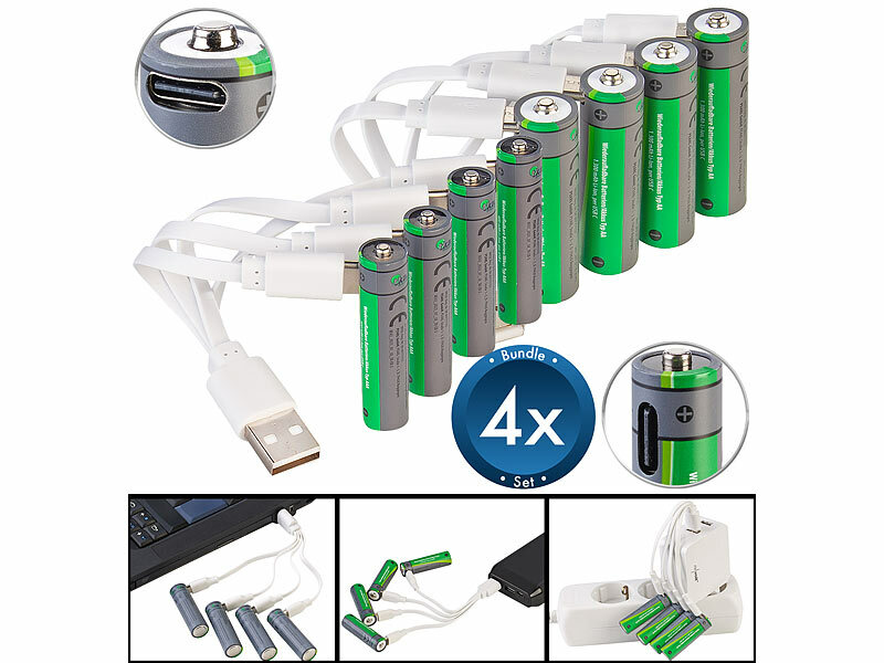 ; Li-Ion-Akkus Typ AA, mit USB-Ladefunktion, Li-Ion-Akkus Typ AAA, mit USB-Ladefunktion Li-Ion-Akkus Typ AA, mit USB-Ladefunktion, Li-Ion-Akkus Typ AAA, mit USB-Ladefunktion Li-Ion-Akkus Typ AA, mit USB-Ladefunktion, Li-Ion-Akkus Typ AAA, mit USB-Ladefunktion 